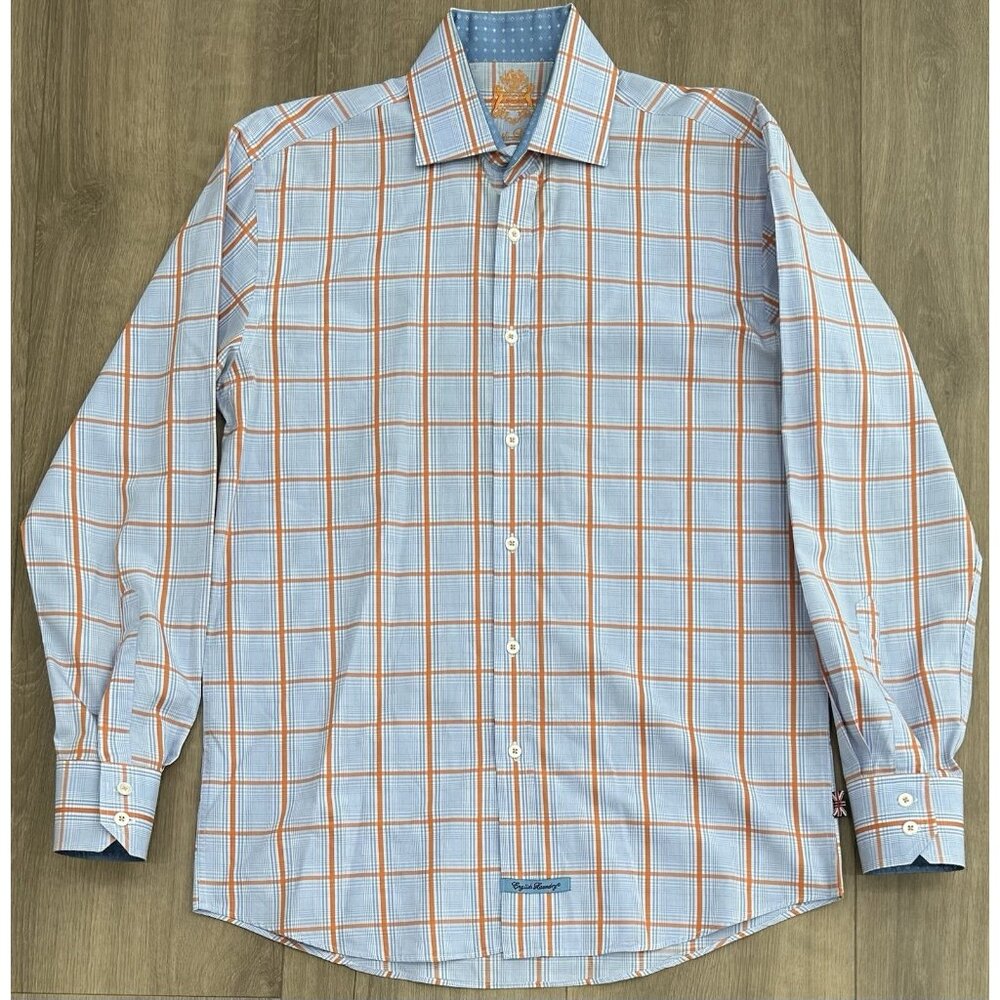 (2) Lot English Laundry Flip Cuffs Multicolor Plaid Shirts Men’s Size 15.5/34&35 - Picture 2 of 10